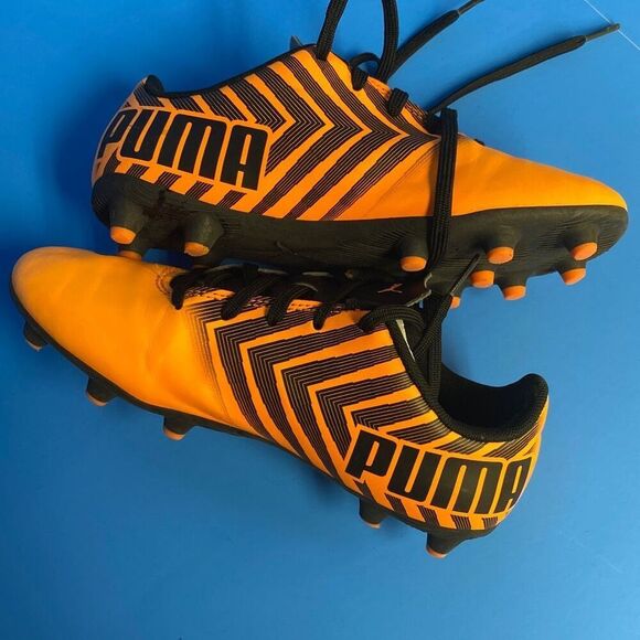 Puma Men's Orange & Black Puma Tacto II FG/AG Jr Athletic Shoes Size 2 - Picture 3 of 9